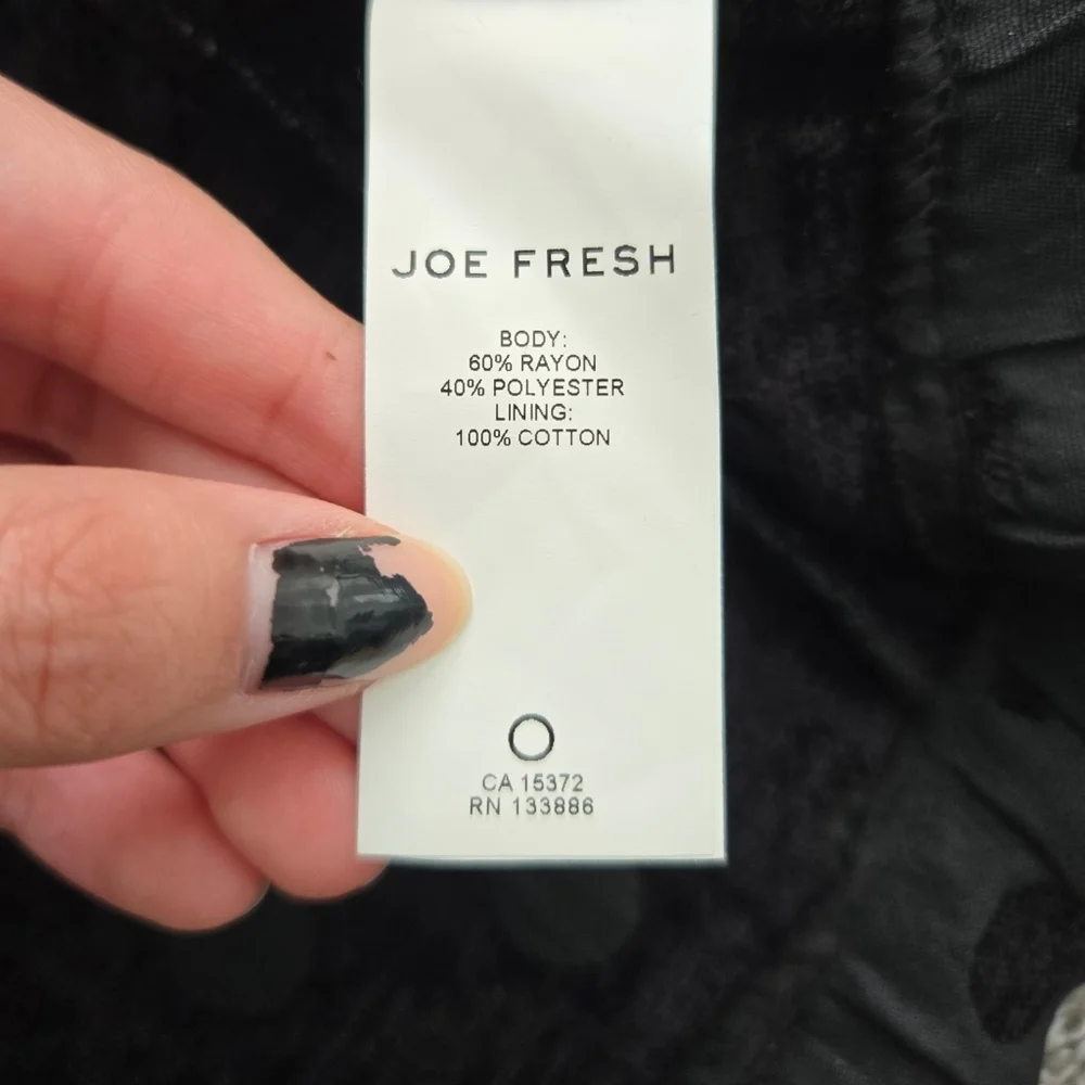 Joe Fresh Black sleeveless polka dot textured career dress. Size 16. New.